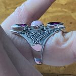 Natural Pink Opal Rhodolite Garnet Sterling Silver Ring Size 5.75 Photo 2