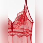 ZARA New Women Red Sexy Lingerie Short Dress with Lace Size Medium Photo 3