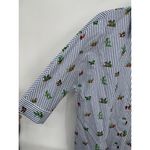 ZARA  Trafaluc Shirt Women XS Blue Striped Button Front Novelty Cactus Print‎ Photo 6