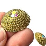 Vintage Avon Womens Earrings Dome Shaped Jewel Embellished Gold Tone Photo 10