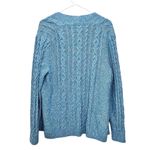 L.L.Bean Teal Double L Mixed Cable Open Front Cardigan Sweater Size XL PETITE Photo 3
