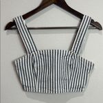 ZARA  Blue/White Pinstripe Denim Crop Top Tank Top Size S NWT Photo 0