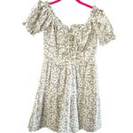 Sabo Skirt Gray Camryn Off Shoulder Floral Print Lace Up Mini Dress Size Small Photo 0