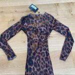 Pretty Little Thing - Leopard Mesh Tie Detail Mini Dress Cover Up in Black Brown Photo 4