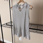 Violet ClaIre Sleeveless Polka Dot Blouse Womens L Pleated White Office Ruffle Photo 2