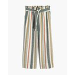Madewell  Tie-Waist Huston Pull-On Crop Pants Size Small in Stripe Linen Blend Photo 2