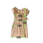 IDA SJOSTEDT 147 Elissa Dress 3D Floral Embellished Tulle Cap Sleeve Midi Dress Tan Size XL Photo 1
