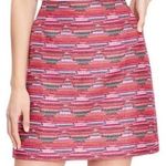 Loft Mini Skirt Womens 6 Pink Geometric Striped Woven Boho Preppy Mod Artisan Photo 0