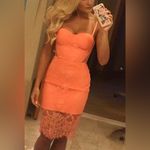 Bebe  Lace Corset Bustier Midi Dress Coral Pink NWT Size 6 Sold Out Photo 2