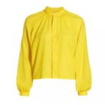 MOTHER Denim The Sunburst Voile Top in Primrose Yellow Button Front Size Small‎ Photo 3