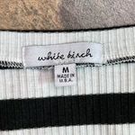 White Birch  Black White Strip Sleeveless Ruffle Tank Medium Photo 6