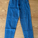 Denim Blvd . High Waisted Mom Jeans, Front Seam Detail, Junior’s Size 9 Photo 0