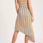 The Cove LULU’S Cape Orange Multi Striped Asymmetrical Dress | XL Photo 1