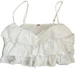 Free People  Women‎ Crop Top M White Danelle Ruffle Layer Boho Festival Coquette Photo 0