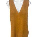 Mango MNG Tan Caramel Sleeveless V Neck Button Up Vest Tank Mini Dress Size S Photo 0