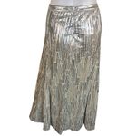 Maeve Anthropologie  Metallic Silver Gold Accordion Pleat Midi Skirt Size 4 Photo 8