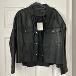 DKNY Faux Leather Cropped Shirt Jacket Photo 2