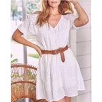 366. Roan + Ryan mini white raglan puff sleeves dress tiered with pockets XS Photo 3