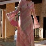NWT The Wolf Gang Ames Keyhole Linen Blend Maxi Dress Blush Pink Size XS Photo 0