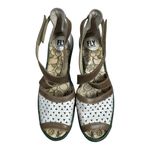 Fly London White Brown Cutout Leather Wedge Sandals Women’s Size 40 US 8-8.5 Photo 7