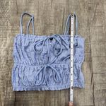 Garage Women's Crop Top P/S Blue Crunch Knit Tie Front Cami Smocked NWT Photo 2