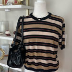 Striped Short Sleeve Sweater Size L Black Size L Photo 0