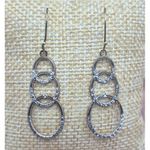 VTG Sterling Silver 925 & Gold Vermeil 3 Rings Dangle Hoop Earrings Mom Jordan Photo 1