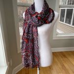 The Limited  Violet Orange White Paisley Print Sheer Fringe Wrap Scarf Photo 7