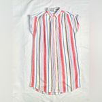 Old Navy Medium Linen Blend Cute White Stripe Beach MIDI Dress Wispy Linen Blend Photo 1