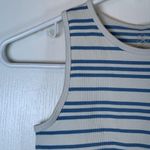 Aura  White Blue Stripe Tank Top Ribbed Cropped Size S/M EUC #VEG-0130 Photo 2