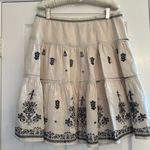 Anthropologie Lithe Tiered Skirt Women’s Sz 10 Ivory Embroidered Boho Hippie Photo 0