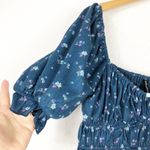 For Love & Lemons Lola Pointelle Crop Top XL Blue Floral Puff Sleeve Cottagecore Photo 9