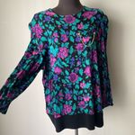 CB sz M Made in‎ U.S. floral Vintage blouse Black Size M Photo 3
