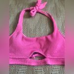 Shade & Shore Women's Pink Textured Cut Out Halter Bralette Bikini Top,Size L,NWT Photo 2