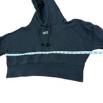 Adidas  Cropped Hoodie Womens Black 3 Stripe Logo‎ Sweatshirt Pullover Photo 7