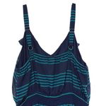 Faded Glory  2X Blue Green Stripe Ruffle Front Ruched Waist Maxi Dress Preppy Photo 4