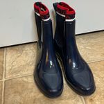 Nautica  Womens Size 7 Navy Blue Rubber Rain Boots Ankle Chelsea Photo 1