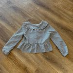 SheIn women's babydoll peplum plaid blouse with long puff sleeves and a bow tie front Photo 1