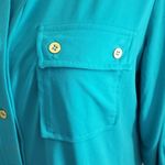 Ellen Tracy Company Green Button Up Relaxed Fit Top L Photo 4