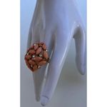 Vintage Gold Tone Coral Pink Peach Lucite Cabochon Ring stones Women’s Sz 8” Photo 10