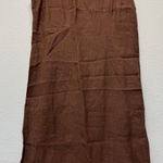 Linen Maxi Dress 12 Sleeveless Brown Embroidered Floral Summer Slit‎ Photo 0