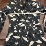 George Womens Black White Floral Trench Coat‎ 4 Classic Preppy Spring Artsy Photo 14