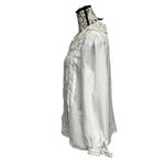 Vtg Nilani Sheer Ivory Pin Tuck Blouse Lace Collar Y2k Retro Womens 11/12 L White Size L Photo 2