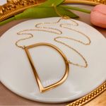 Elegant Gold Geometric Necklace Letter D Photo 2
