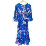 Adrianna Papell NWT Floral Chiffon Faux Wrap Dress Blue Pink Floral Size 10 NEW Photo 3