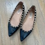 Valentino Garavani Rockstud Ballet Pointed Toe Flats Black Grained Leather US 7 Photo 1