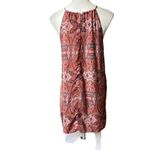 Lucky Brand Kaye Red Multicolor Paisley Halter Fully Lined Mini Dress, Sz S Photo 5