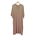 Dwell & Slumber House Dress Size M/L Tan Neutral Gold Snap Caftan Lounge Nursing Size L Photo 3