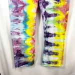 Crown & Ivy  Sz 16 Capri Jeans Handmade Tie Dye Denim Yellow Purple Raw Hem 1478 Photo 3