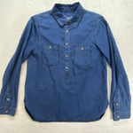 Madewell ‎ Top Womens M Blue Popover Denim Polka Dot Cotton Photo 0